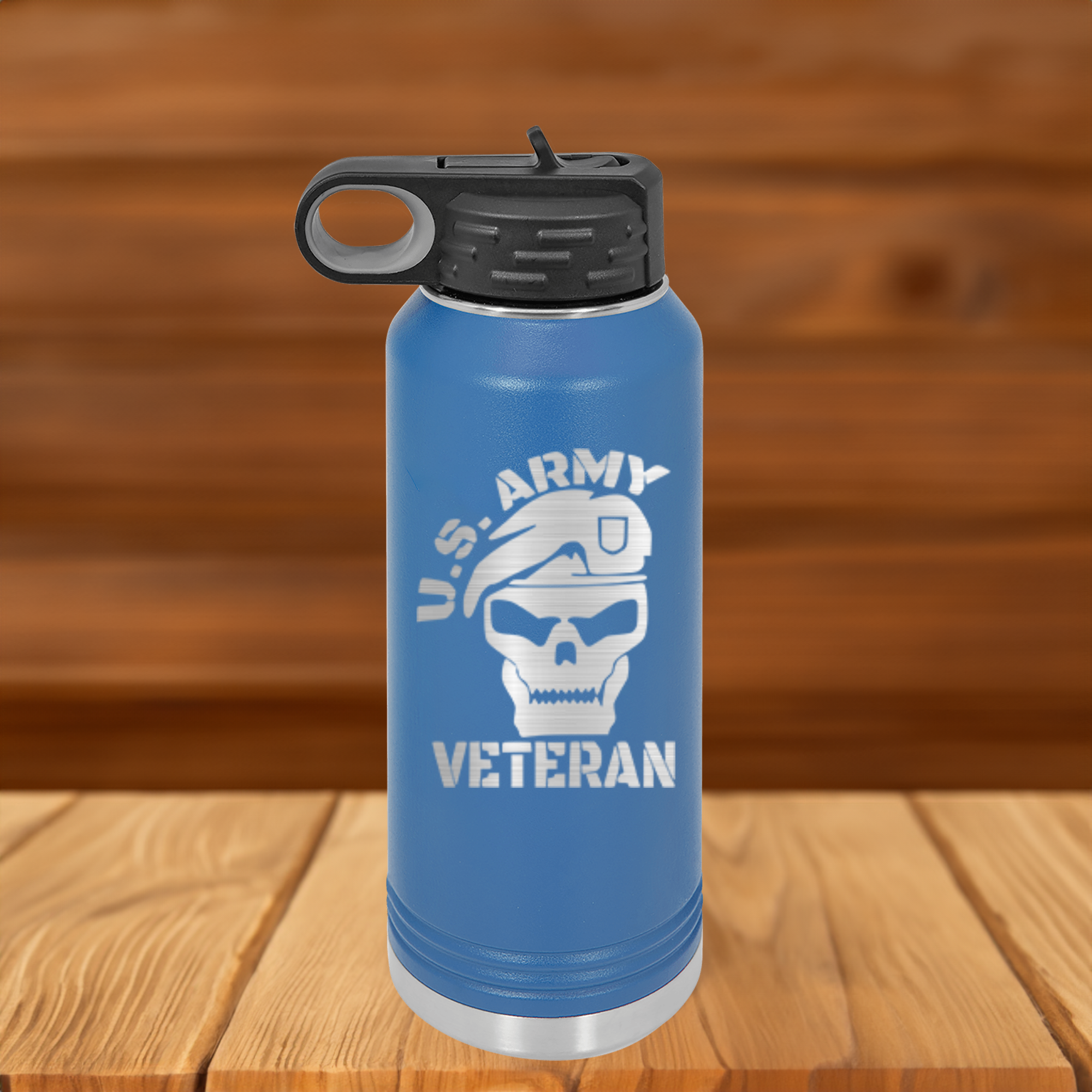 Army Veteran Skull Water Bottle
