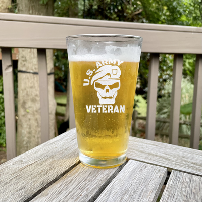 Army Veteran Skull Pint Glass