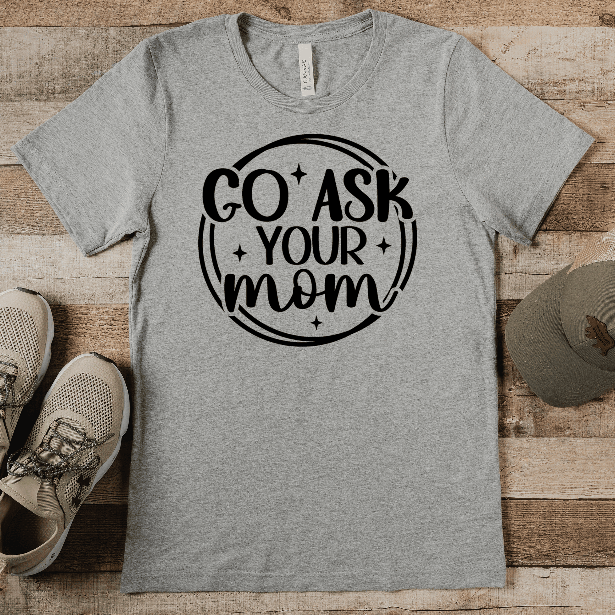 Grey Mens T-Shirt With Ask Your Mom Design