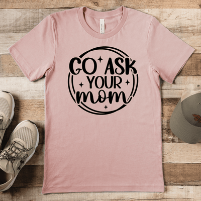 Heather Peach Mens T-Shirt With Ask Your Mom Design