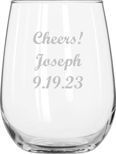 Custom Stemless Wine Glass