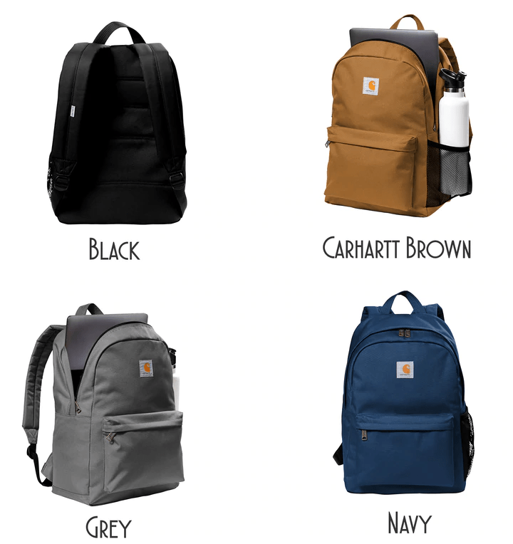 Carhartt Canvas Backpack in Carhartt Brown with personalized name
