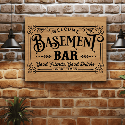 Bamboo Leather Wall Decor With Basement Bar Design