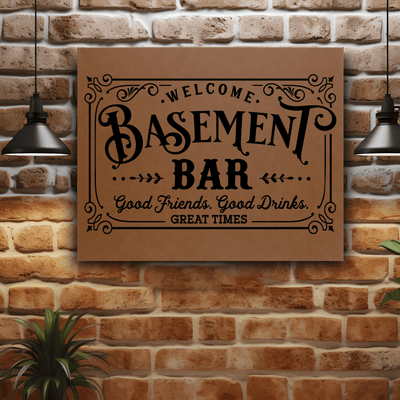 Brown Leather Wall Decor With Basement Bar Design