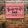 Pink Leather Wall Decor With Basement Bar Design