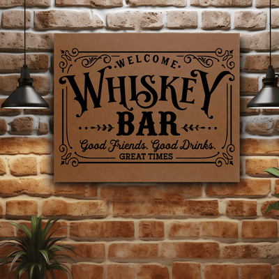 Brown Leather Wall Decor With Basement Whiskey Bar Design