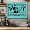 Teal Leather Wall Decor With Basement Whiskey Bar Design