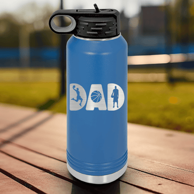 Blue Basketball Water Bottle With Basketball Dads Statement Design