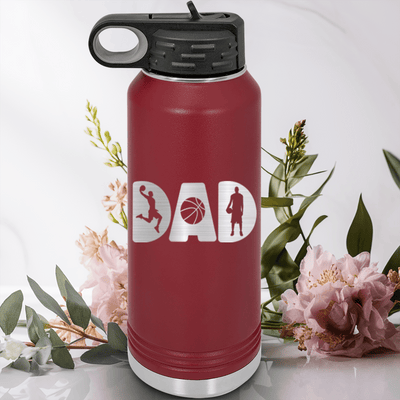 Maroon Basketball Water Bottle With Basketball Dads Statement Design