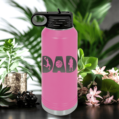 Pink Basketball Water Bottle With Basketball Dads Statement Design