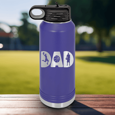 Purple Basketball Water Bottle With Basketball Dads Statement Design