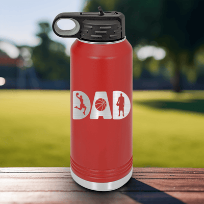 Red Basketball Water Bottle With Basketball Dads Statement Design