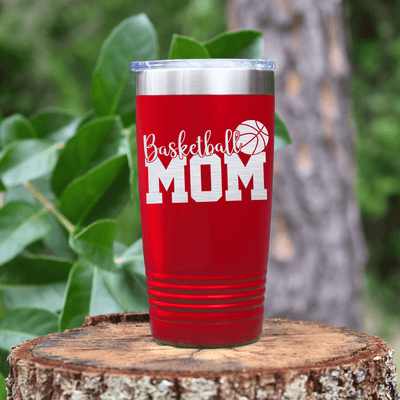 Red basketball tumbler Basketball Mom in Words