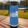 Blue Basketball Water Bottle With Basketball Mom In Words Design