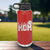 Red Basketball Water Bottle With Basketball Mom In Words Design