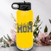 Yellow Basketball Water Bottle With Basketball Mom In Words Design