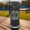 Black Basketball Water Bottle With Basketball Moms Daily Grind Design