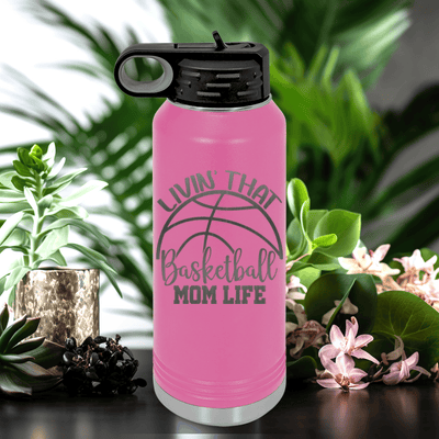 Pink Basketball Water Bottle With Basketball Moms Daily Grind Design