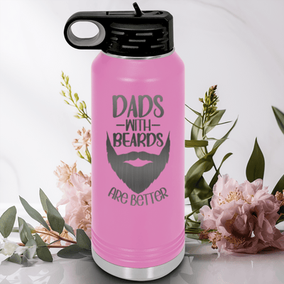 Light Purple Fathers Day Water Bottle With Bearded Dad Club Design