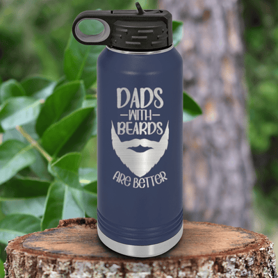 Navy Fathers Day Water Bottle With Bearded Dad Club Design