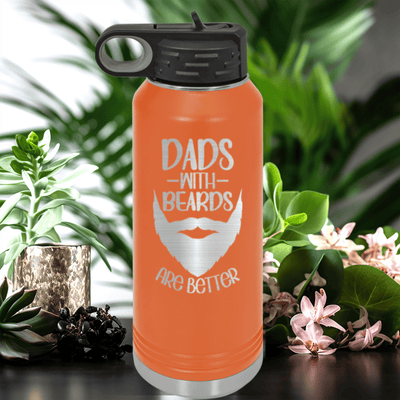 Orange Fathers Day Water Bottle With Bearded Dad Club Design