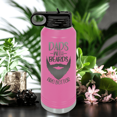 Pink Fathers Day Water Bottle With Bearded Dad Club Design