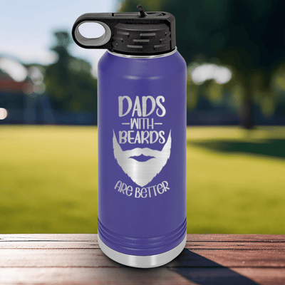 Purple Fathers Day Water Bottle With Bearded Dad Club Design