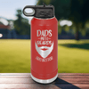 Red Fathers Day Water Bottle With Bearded Dad Club Design