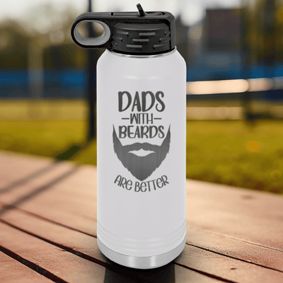 White Fathers Day Water Bottle With Bearded Dad Club Design