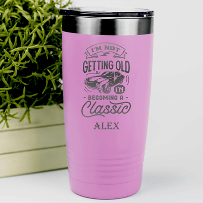 Pink Funny Old Man Tumbler With Becomming A Classic Design