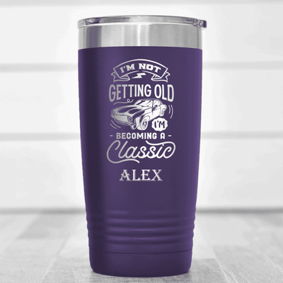 Purple Funny Old Man Tumbler With Becomming A Classic Design