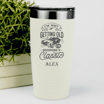 White Funny Old Man Tumbler With Becomming A Classic Design