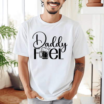 White Mens T-Shirt With Beer Fuel For Dad Design