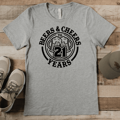 Mens Grey T Shirt with Beers-And-Cheers design