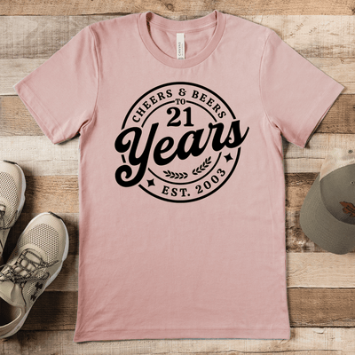 Mens Heather Peach T Shirt with Beers-N-Cheers-21 design