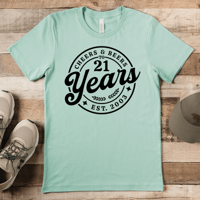 Mens Light Green T Shirt with Beers-N-Cheers-21 design