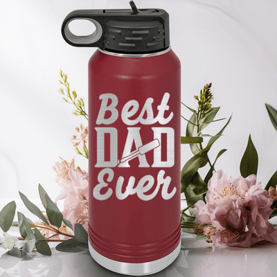 Maroon Fathers Day Water Bottle With Best Dad Ever Design