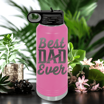 Pink Fathers Day Water Bottle With Best Dad Ever Design