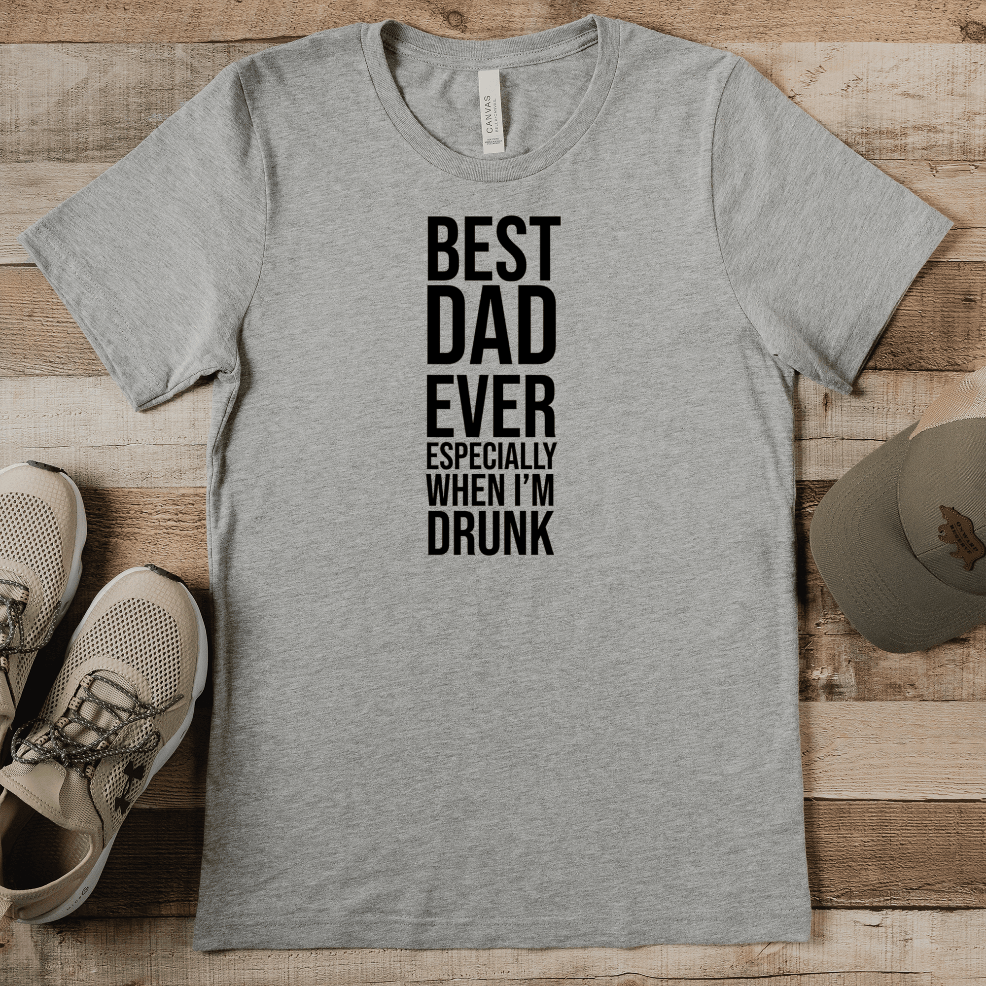 Grey Mens T-Shirt With Best Drunk Dad Design