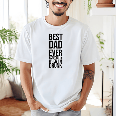 White Mens T-Shirt With Best Drunk Dad Design