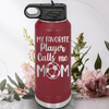 Maroon Soccer Water Bottle With Best Soccer Mom Design