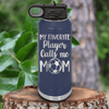 Navy Soccer Water Bottle With Best Soccer Mom Design