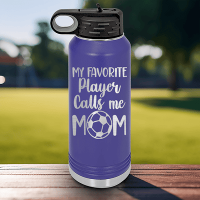 Purple Soccer Water Bottle With Best Soccer Mom Design