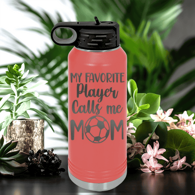 Salmon Soccer Water Bottle With Best Soccer Mom Design
