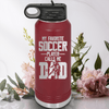 Maroon Soccer Water Bottle With Best Soccer Player Calls Me Dad Design