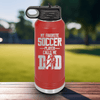 Red Soccer Water Bottle With Best Soccer Player Calls Me Dad Design