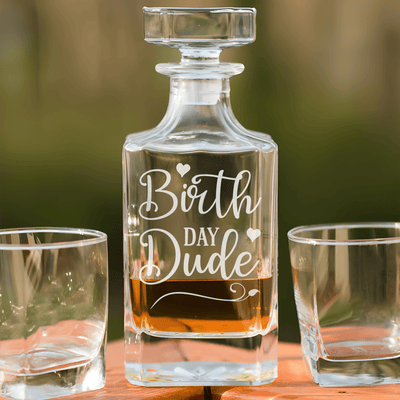 Birthday Whiskey Decanter With Birth Day Dude Design