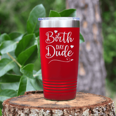 Red Birthday Tumbler With Birth Day Dude Design
