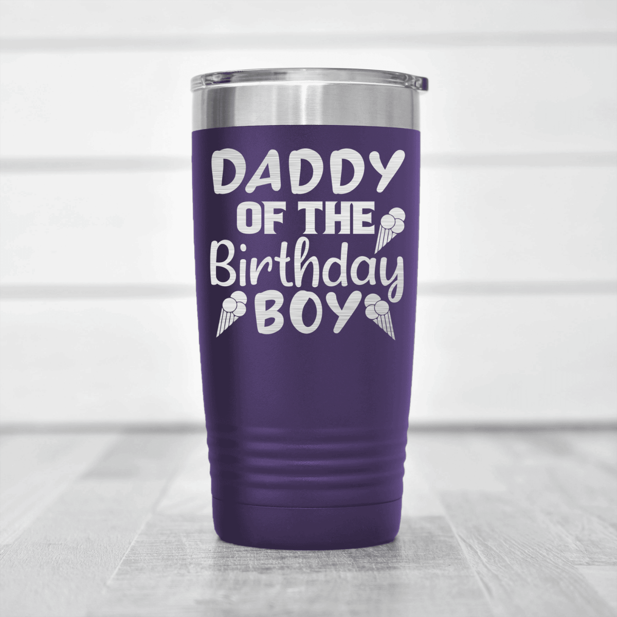 Purple Birthday Tumbler With Birthday Dad Design