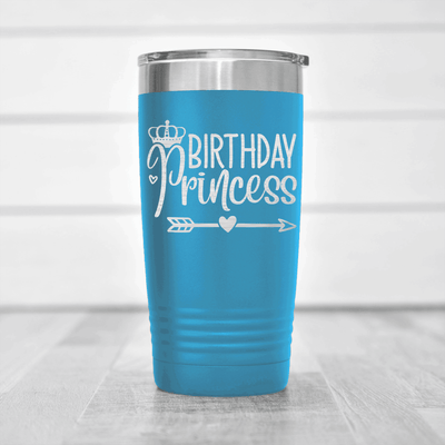 Light Blue Birthday Tumbler With Birthday Princess Arrow Design